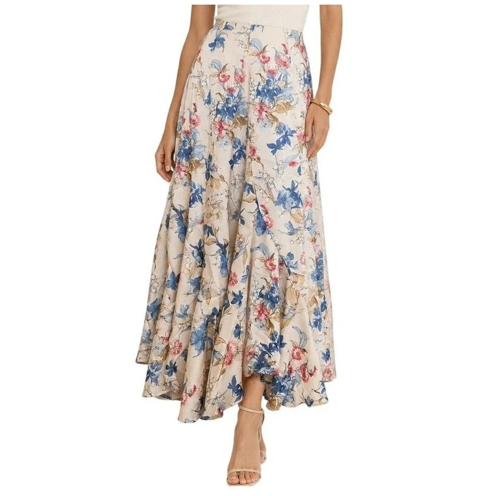 Tuckernuck Floral Mallory Maxi Skirt Large Flowy Flared Chiffon Chic Resort Wear - Picture 12 of 12